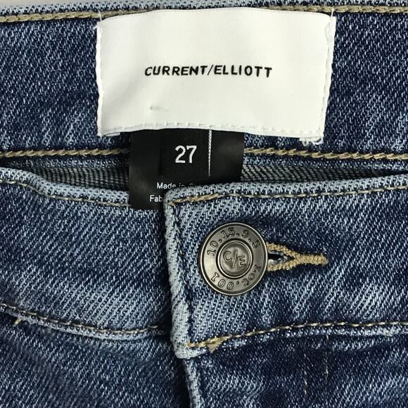 Current/Elliott The Stiletto Released Hem Armour Wash Slim Raw Hem Jeans sz 27 - Picture 11 of 11